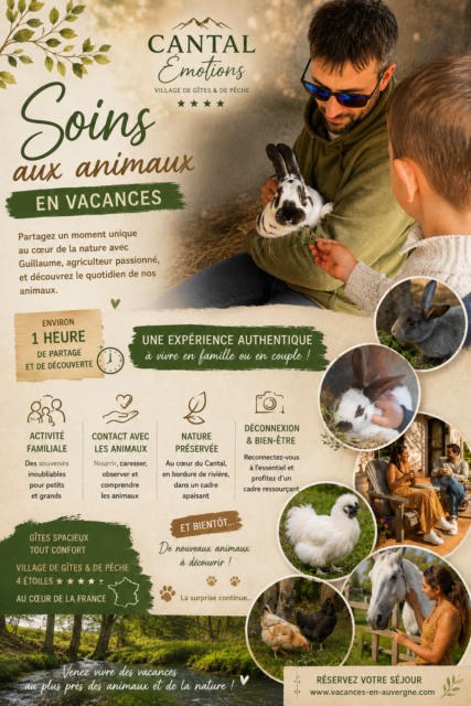 animations soigneur d'un jour chez Cantal Emotions en auvergne